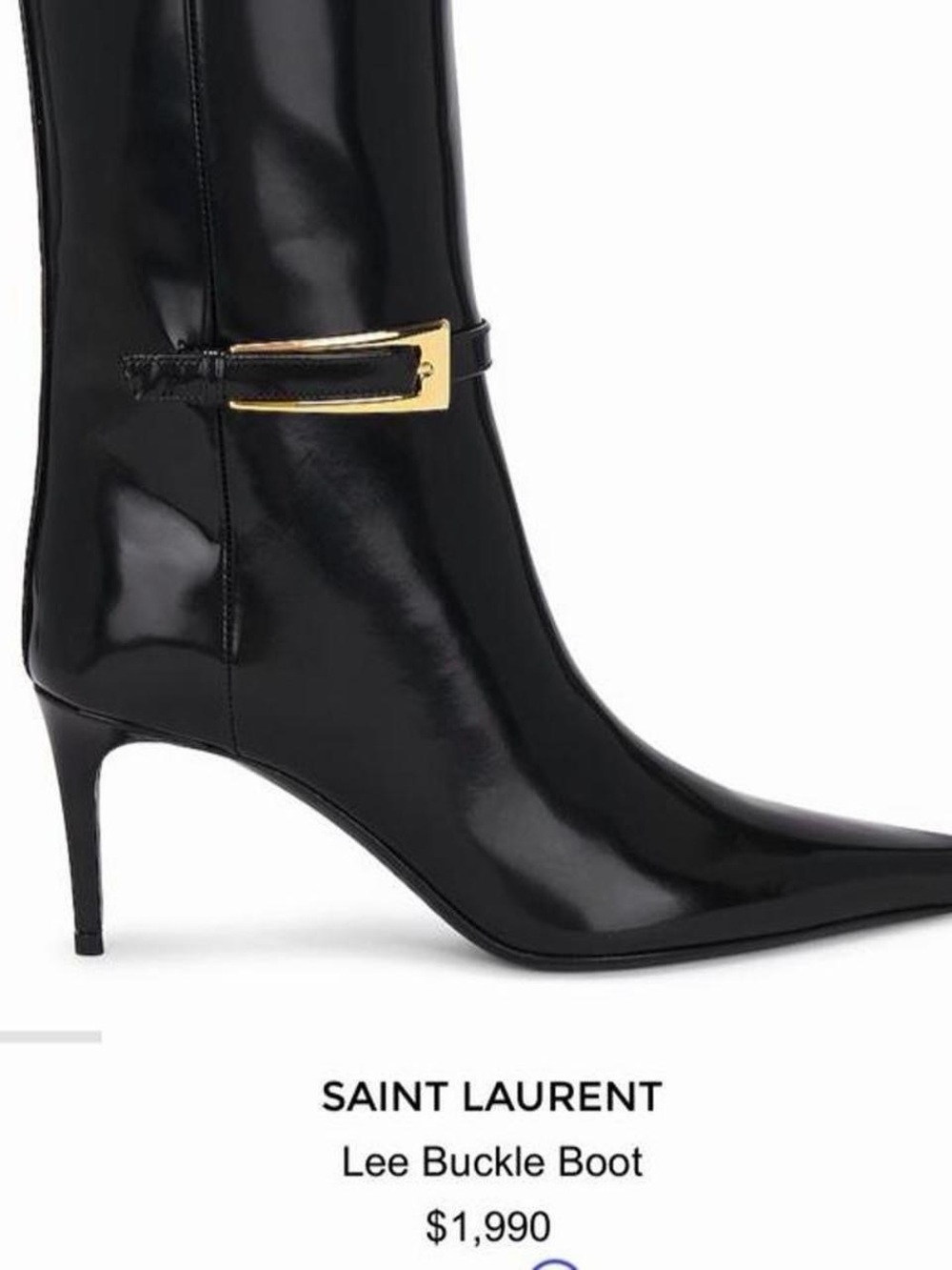 Yves Saint Laurent Black Patent Lee Buckle Over-the-Knee Boots